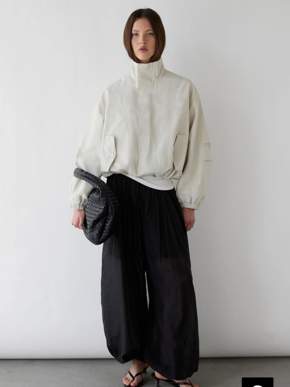 NWT OAK + FORT HIGH FUNNEL NECK CROPPED DRAWSTRING JACKET